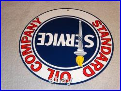 Vintage Standard Oil Company Gasoline Service Torch 11 3/4 Porcelain Metal Sign