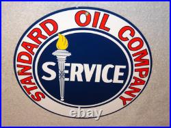 Vintage Standard Oil Company Gasoline Service Torch 11 3/4 Porcelain Metal Sign