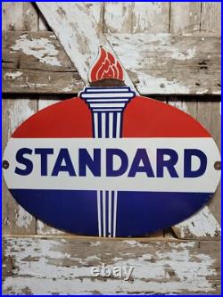 Vintage Standard Porcelain Sign Old 30 Torch Motor Oil Gas Station Service Shop