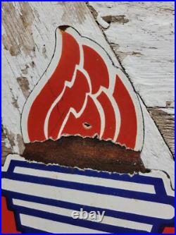 Vintage Standard Porcelain Sign Old 30 Torch Motor Oil Gas Station Service Shop