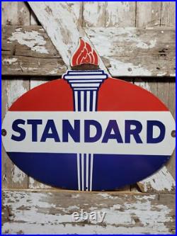 Vintage Standard Porcelain Sign Old 30 Torch Motor Oil Gas Station Service Shop