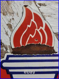 Vintage Standard Porcelain Sign Old 30 Torch Motor Oil Gas Station Service Shop