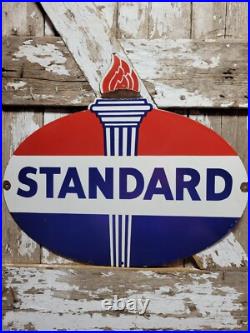 Vintage Standard Porcelain Sign Old 30 Torch Motor Oil Gas Station Service Shop