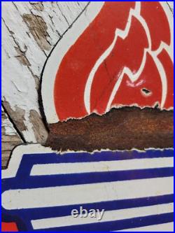Vintage Standard Porcelain Sign Old 30 Torch Motor Oil Gas Station Service Shop