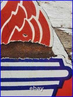 Vintage Standard Porcelain Sign Old 30 Torch Motor Oil Gas Station Service Shop