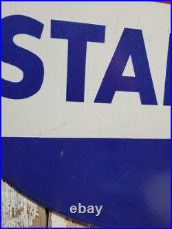 Vintage Standard Porcelain Sign Old 30 Torch Motor Oil Gas Station Service Shop