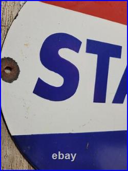 Vintage Standard Porcelain Sign Old 30 Torch Motor Oil Gas Station Service Shop