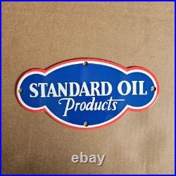 Vintage Standard Products Old Us Gasoline Oil Gas Pump Enamel Porcelain Sign