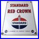 Vintage Standard Red Crown Sign Porcelain Torch Gas Motor Oil Pump Plate Sign