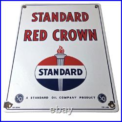 Vintage Standard Red Crown Sign Porcelain Torch Gas Motor Oil Pump Plate Sign
