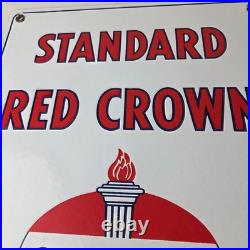 Vintage Standard Red Crown Sign Porcelain Torch Gas Motor Oil Pump Plate Sign