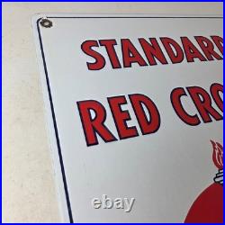 Vintage Standard Red Crown Sign Porcelain Torch Gas Motor Oil Pump Plate Sign