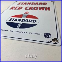 Vintage Standard Red Crown Sign Porcelain Torch Gas Motor Oil Pump Plate Sign