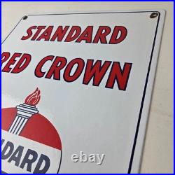 Vintage Standard Red Crown Sign Porcelain Torch Gas Motor Oil Pump Plate Sign