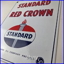 Vintage Standard Red Crown Sign Porcelain Torch Gas Motor Oil Pump Plate Sign
