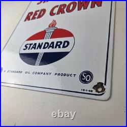 Vintage Standard Red Crown Sign Porcelain Torch Gas Motor Oil Pump Plate Sign
