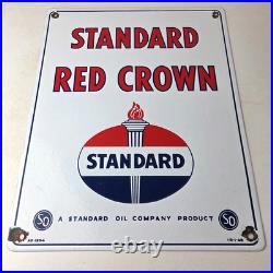 Vintage Standard Red Crown Sign Porcelain Torch Gas Motor Oil Pump Plate Sign Vintage Standard Red Crown Sign Porcelain Torch Gas Motor Oil Pump Plate Sign