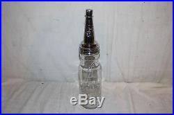 Vintage Standard Service Motor Oil Embossed Glass Bottle WithMetal Spout Can Sign