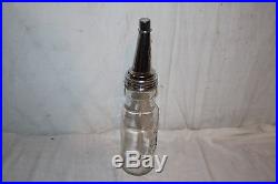 Vintage Standard Service Motor Oil Embossed Glass Bottle WithMetal Spout Can Sign