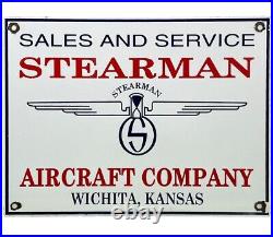 Vintage Stearman Aircraft Porcelain Sign Trainers Airplane Gas Oil Hangar Boeing