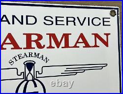 Vintage Stearman Aircraft Porcelain Sign Trainers Airplane Gas Oil Hangar Boeing