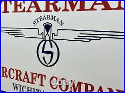 Vintage Stearman Aircraft Porcelain Sign Trainers Airplane Gas Oil Hangar Boeing