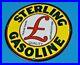 Vintage Sterling Gasoline Porcelain Gas & Oil Service Station Pump Plate Sign