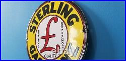 Vintage Sterling Gasoline Porcelain Gas & Oil Service Station Pump Plate Sign