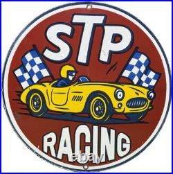 Vintage Stp Racing Porcelain Motor Oil Gas Sign Gas Station Metal Pump Plate Vintage Stp Racing Porcelain Motor Oil Gas Sign Gas Station Metal Pump Plate