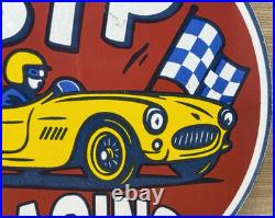 Vintage Stp Racing Porcelain Motor Oil Gas Sign Gas Station Metal Pump Plate Vintage Stp Racing Porcelain Motor Oil Gas Sign Gas Station Metal Pump Plate