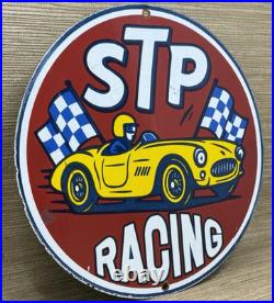 Vintage Stp Racing Porcelain Motor Oil Gas Sign Gas Station Metal Pump Plate Vintage Stp Racing Porcelain Motor Oil Gas Sign Gas Station Metal Pump Plate