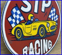 Vintage Stp Racing Porcelain Motor Oil Gas Sign Gas Station Metal Pump Plate Vintage Stp Racing Porcelain Motor Oil Gas Sign Gas Station Metal Pump Plate