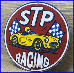 Vintage Stp Racing Porcelain Motor Oil Gas Sign Gas Station Metal Pump Plate Vintage Stp Racing Porcelain Motor Oil Gas Sign Gas Station Metal Pump Plate