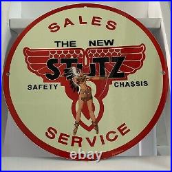 Vintage Stutz Porcelain Chassis Motorcar Sales & Service Gasoline Metal Oil Sign