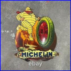 Vintage Style Rustic Micheln Tires Cars Enamel Porcelain Sign