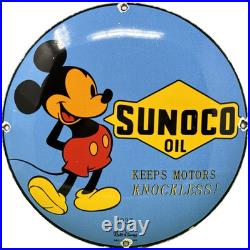 Vintage Sunoco Disney Mickey Mouse Porcelain Sign Pump Plate Gas Station Oil Vintage Sunoco Disney Mickey Mouse Porcelain Sign Pump Plate Gas Station Oil