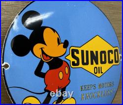 Vintage Sunoco Disney Mickey Mouse Porcelain Sign Pump Plate Gas Station Oil Vintage Sunoco Disney Mickey Mouse Porcelain Sign Pump Plate Gas Station Oil