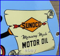Vintage Sunoco Disney Mickey Mouse Porcelain Sign Pump Plate Gas Station Oil