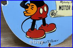 Vintage Sunoco Disney Mickey Mouse Porcelain Sign Pump Plate Gas Station Oil