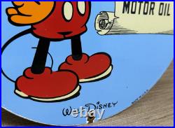 Vintage Sunoco Disney Mickey Mouse Porcelain Sign Pump Plate Gas Station Oil