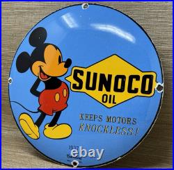 Vintage Sunoco Disney Mickey Mouse Porcelain Sign Pump Plate Gas Station Oil Vintage Sunoco Disney Mickey Mouse Porcelain Sign Pump Plate Gas Station Oil