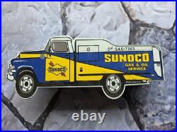 Vintage Sunoco Gas And Oil Service Tanker Porcelain Sign 12×5