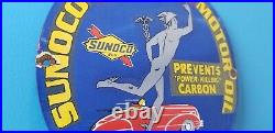 Vintage Sunoco Gasoline Porcelain Gas Oil Service Station Pump Mercury Made Sign