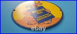 Vintage Sunoco Gasoline Porcelain Pluto Walt Disney Motor Oil Pump Plate Sign