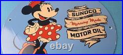 Vintage Sunoco Gasoline Porcelain Sign Walt Disney Minnie Mouse Gas Pump Sign