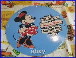 Vintage Sunoco Gasoline Porcelain Walt Disney Minnie Mouse Gas Oil Service Sign