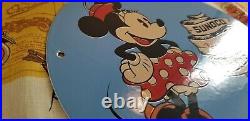 Vintage Sunoco Gasoline Porcelain Walt Disney Minnie Mouse Gas Oil Service Sign