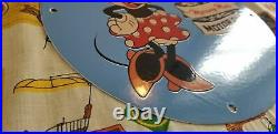 Vintage Sunoco Gasoline Porcelain Walt Disney Minnie Mouse Gas Oil Service Sign