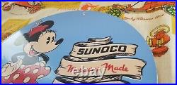 Vintage Sunoco Gasoline Porcelain Walt Disney Minnie Mouse Gas Oil Service Sign