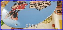 Vintage Sunoco Gasoline Porcelain Walt Disney Minnie Mouse Gas Oil Service Sign